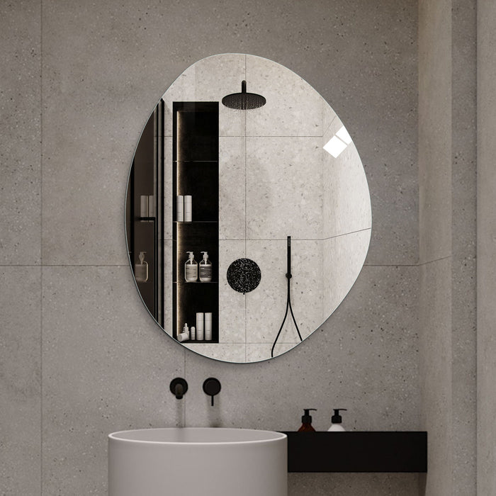 Asymmetrical Bathroom Wall Mirror - Silver
