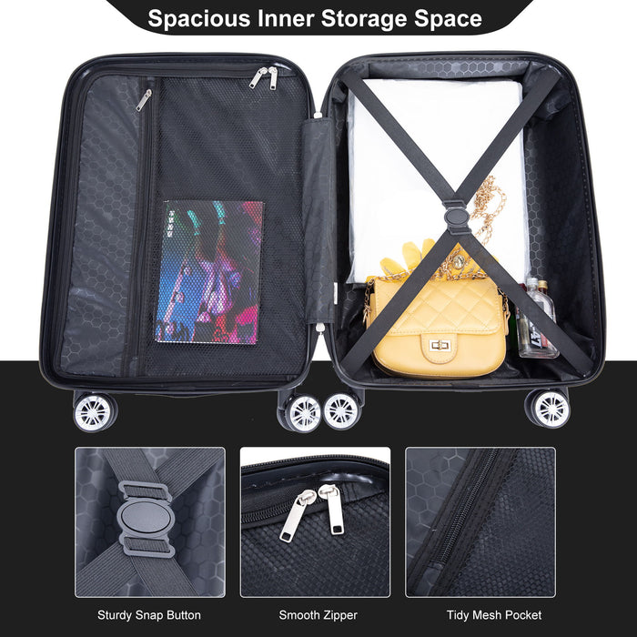 4 Piece Lightweight Suitcase, Makeup Box, Aircraft Wheels