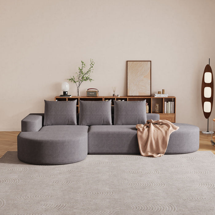 Modern Curved Sofa, L-Shaped Modular Sectional Set With 3 Pillows