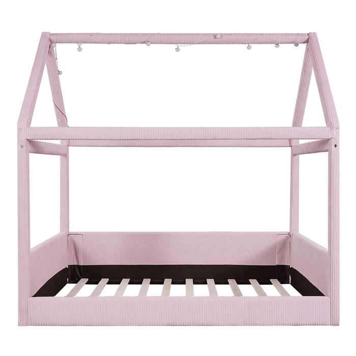 Upholstered House Style Daybed With LED Light Strips