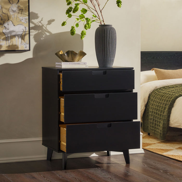 Modern 3 Drawer Dresser - Black