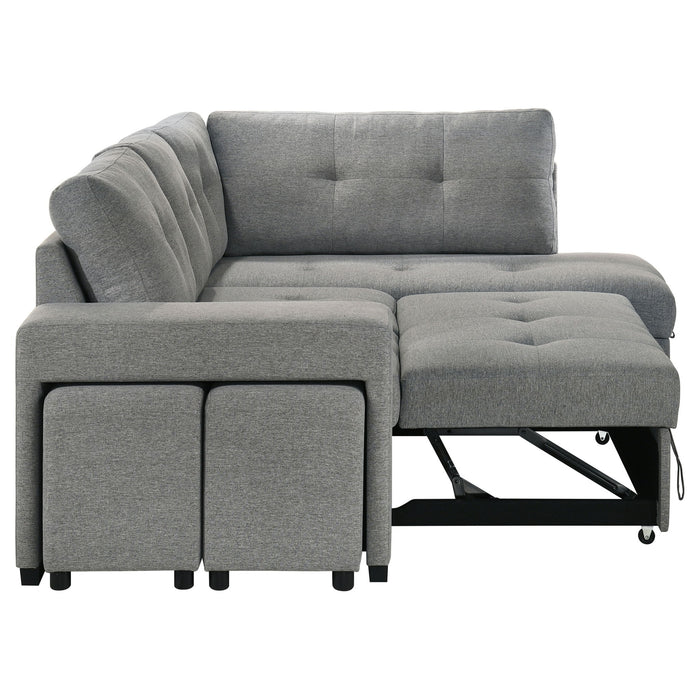Atkinson - Sleeper Sectional Sofa With Lift Top Chaise - Gray