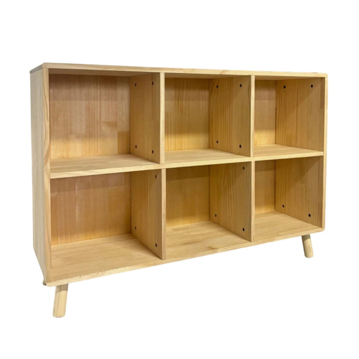 6 Cube Storage Shelf, Freestanding Open Bookcase With Legs Cubby Organizer For Living Room - Natural Wood