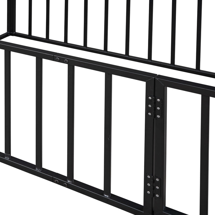 Metal Floor Bed Frame With Fence And Door