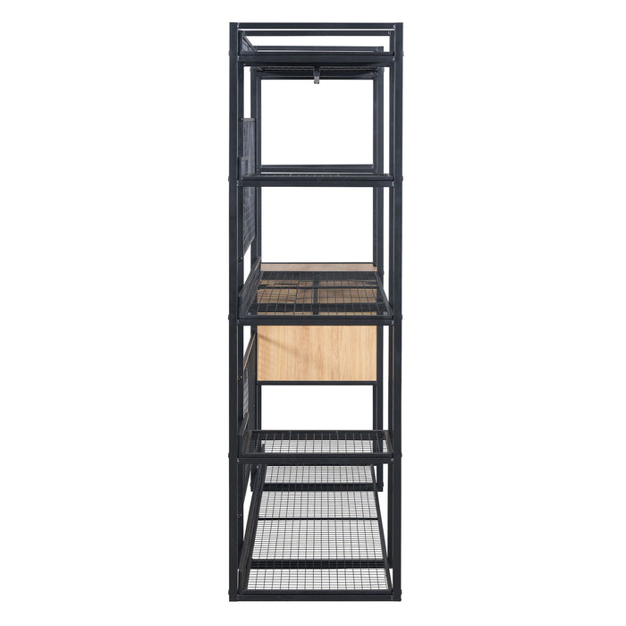 Open Style Wardrobe With Hanging Rails, Shelves And Drawers