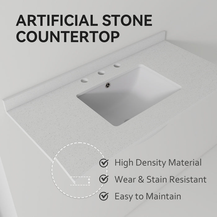 Basin Sink, 0.6" Ultra Thin Profile, Triple Faucet Holes