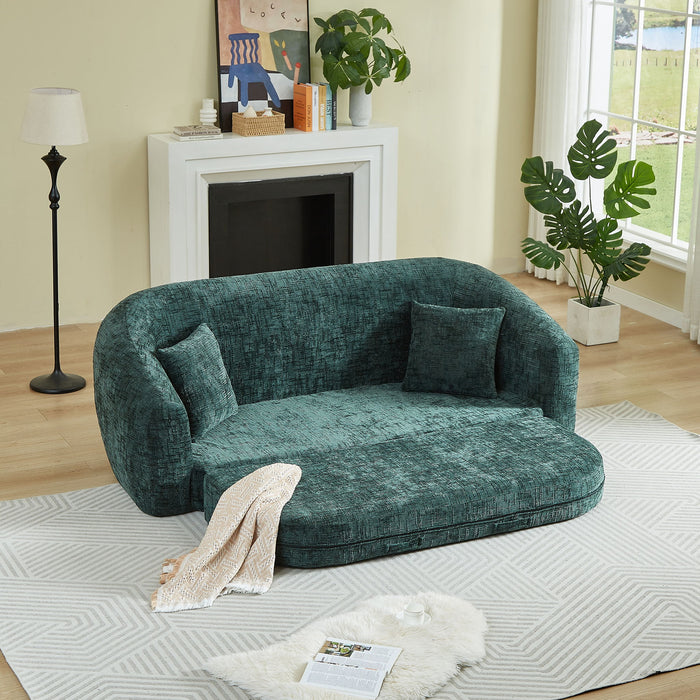 Curved Convertible Sofa, 2 In 1 Fold Out Bed With Pull Out Base And Deep Seat