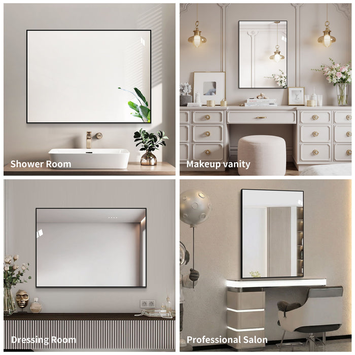 Framed Wall Mirror For Bathroom - Black