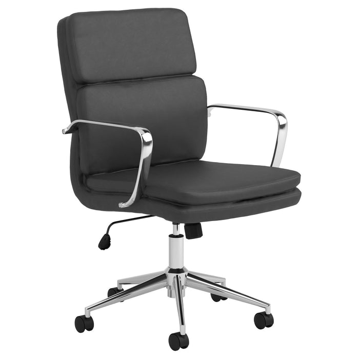 Height Adjustable Rolling Office Chair With Upholstery - Black