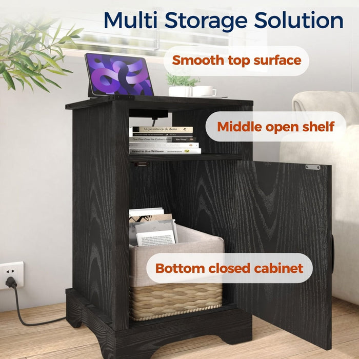 Farmhouse Nightstand, Charging Station & Storage
