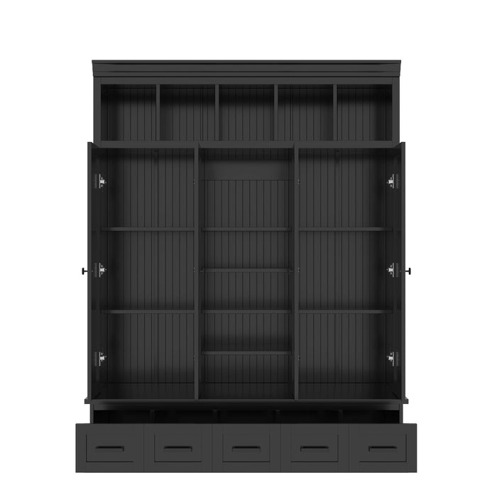 Hall Tree & Bench And 5 Storage Cubbies