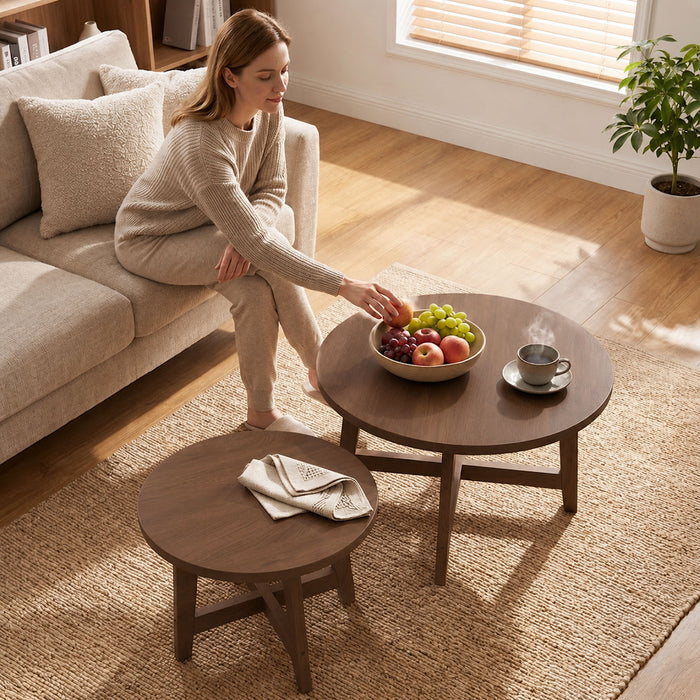 Round Nesting Stackable Tables For Living Room