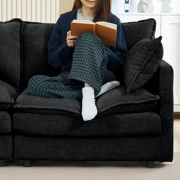 Contemporary Modular Sectional Sofa Set With Movable Ottoman