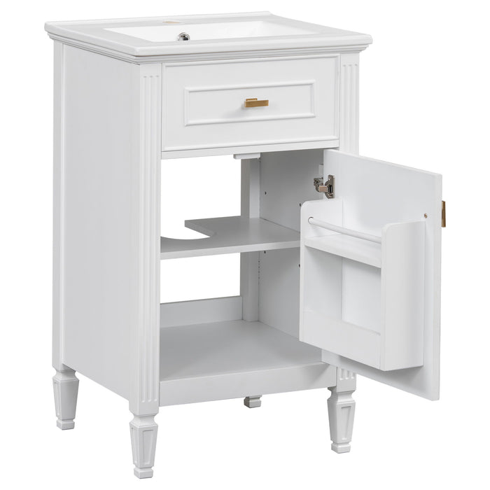 Bathroom Vanity With Sink, Adjustable Shelf, Tilt-Out Drawer