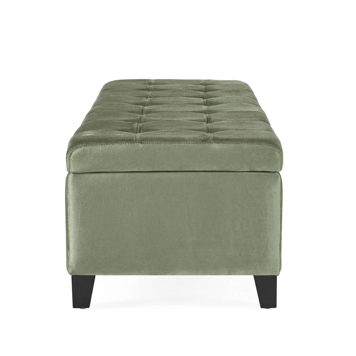 Wendover - Elegant Velvet Tufted Storage Bench With Lift-Up Top And Birch Wood Legs