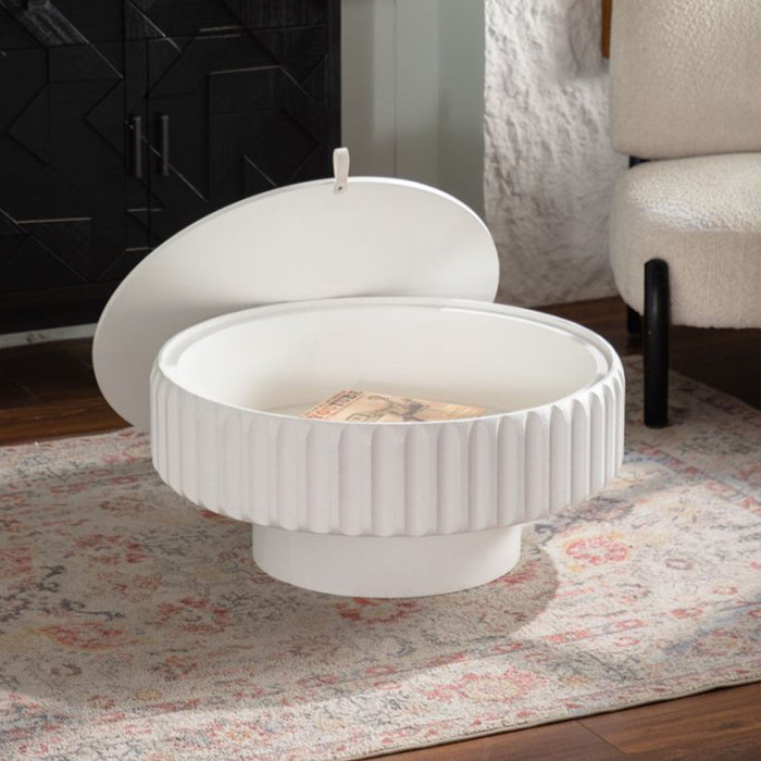 Fluted Storage Table With Lift Off Lid