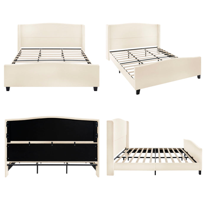 Platform Bed Frame With Tall Headboard And High Footboard