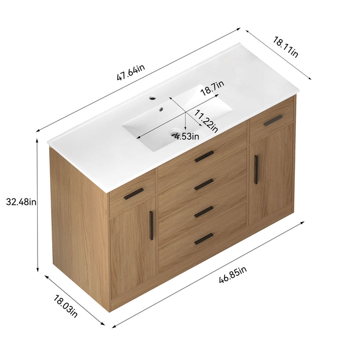 Bathroom Vanity With Abundant Storage 2 Soft Close Doors And 6 Drawers