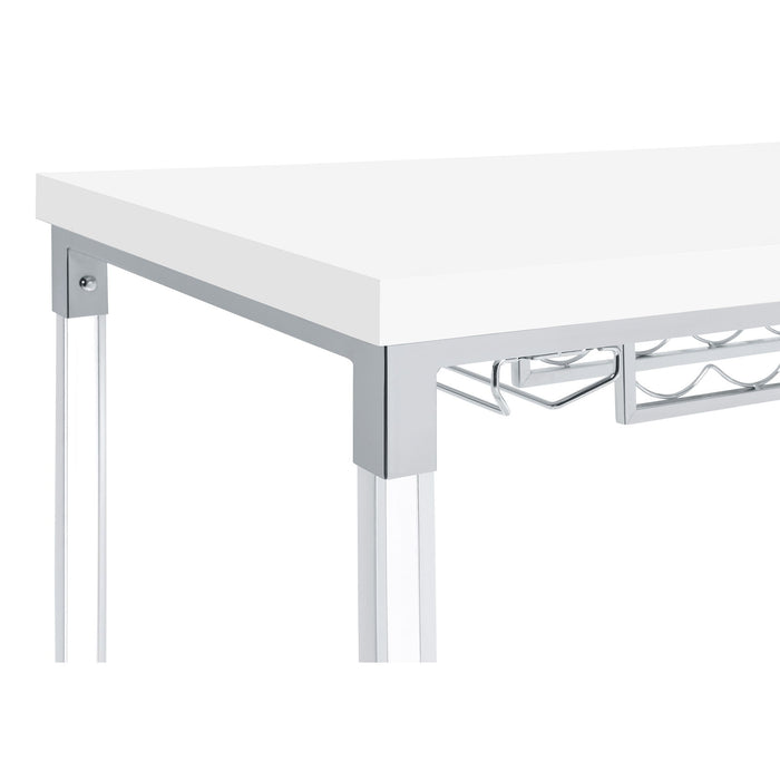Tonneson - Bar Table With Trestle Base And Wine Storage - White