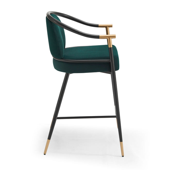 Contemporary Upholstered Counter Stool Set With Metal Frame