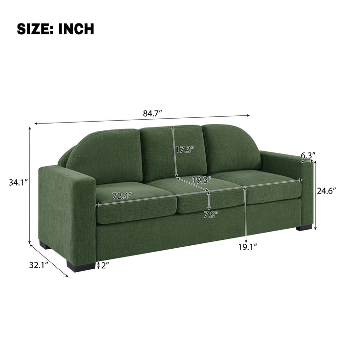 Modern 3 Seater Sofa With Curved Backrest