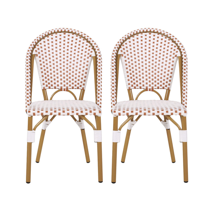 Outdoor Rattan And Aluminum French Bistro Chairs Set