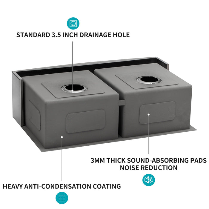 Double Bowl Farmhouse Sink, Stainless Steel Apron Front