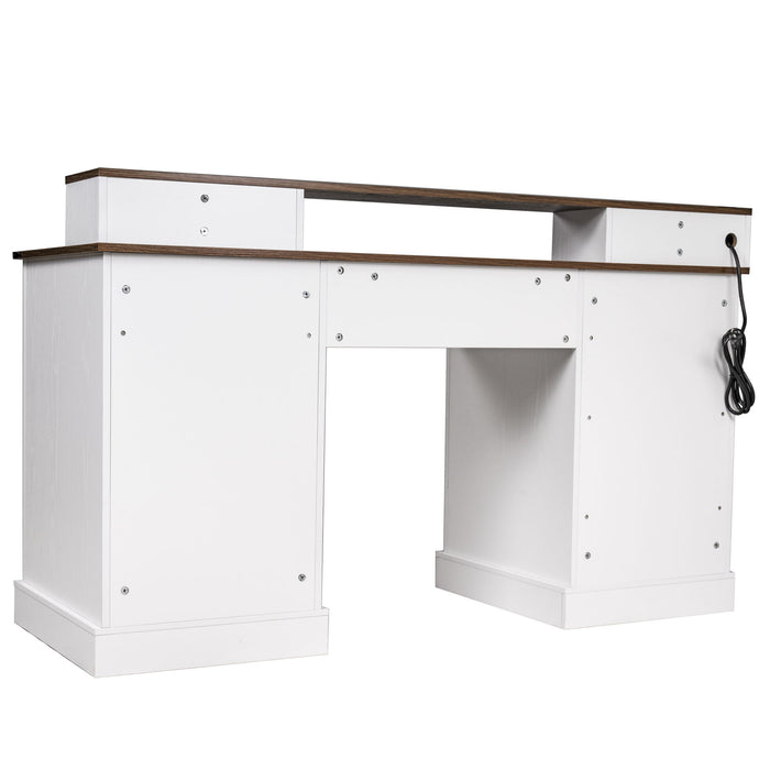 Office Desk With Charging Station & Storage Cabinet