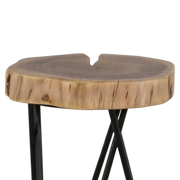 Rustic Accent Round Table With Iron Hairpin Legs
