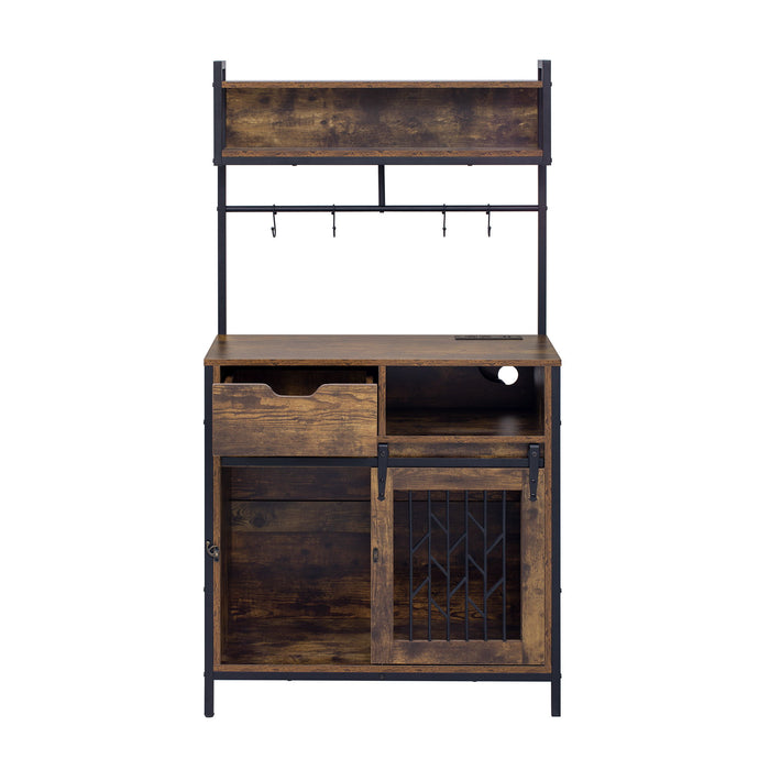 Furniture Style 2 In 1 Pet Friendly Dog Crate Composite Desk Hutch - Rustic Brown