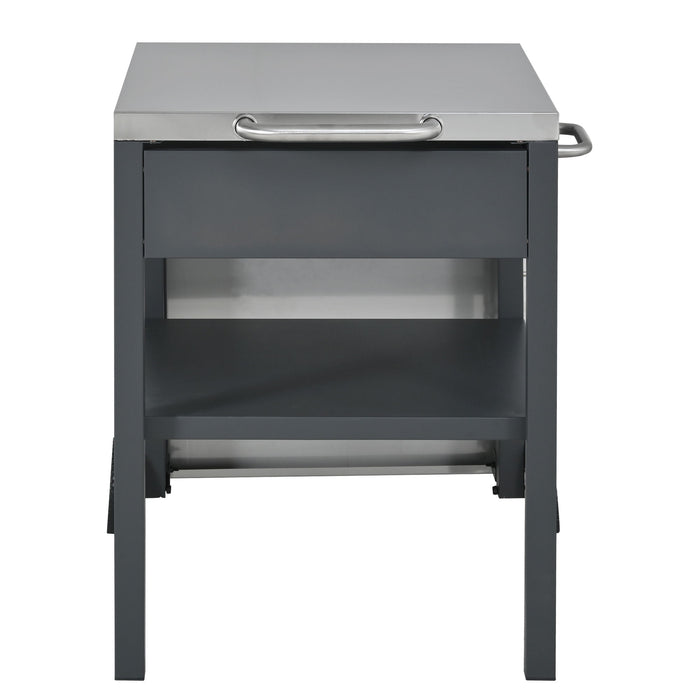 Foldable Outdoor Kitchen Cart With Storage For Patio