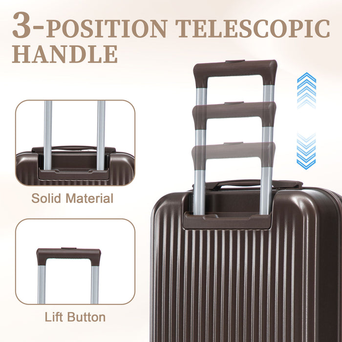 Luggage Set With Cosmetic Case, Combination Lock, Front Opening Design