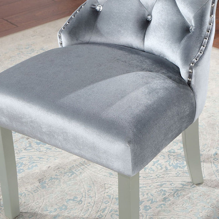 Upholstered Wingback Dining Chair (Set of 2) - Dark Gray / Silver