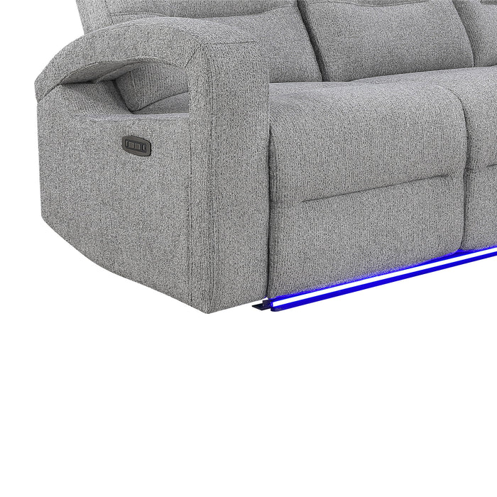 Isolde - Power Reclining Loveseat With LED Lighting - Gray