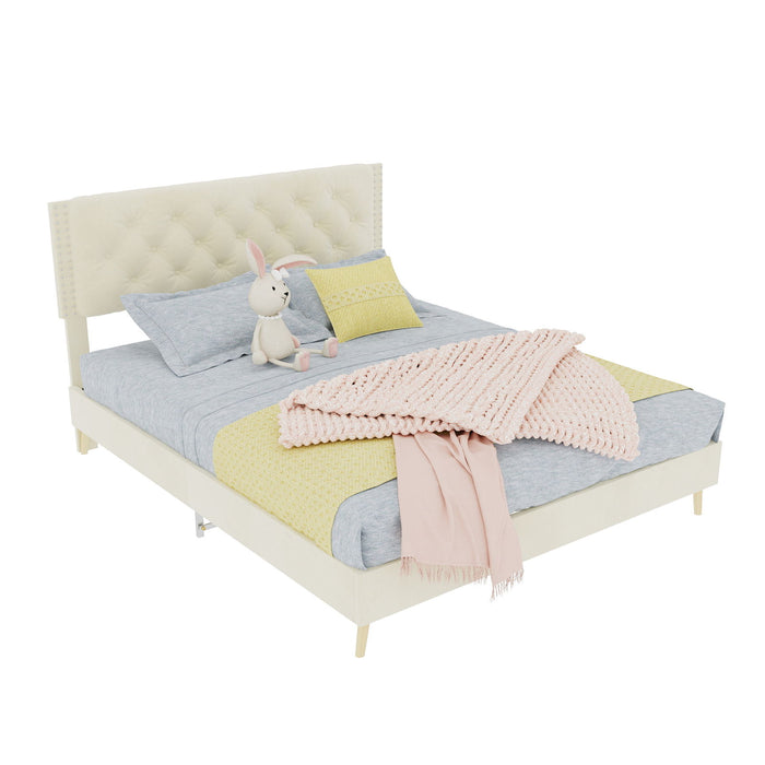 Upholstered Bed With Tufted Headboard