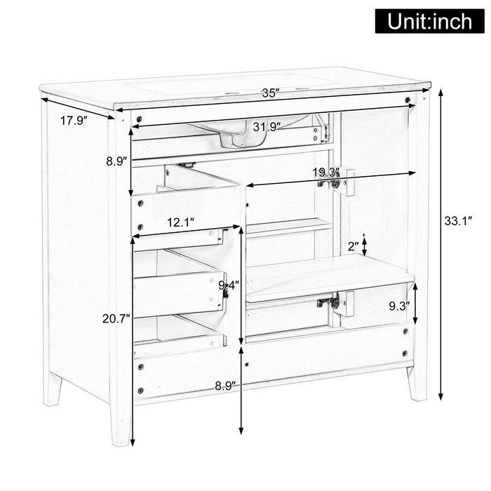Bathroom Vanity With Sink, Cabinet With 3 Drawers And Adjustable Shelf