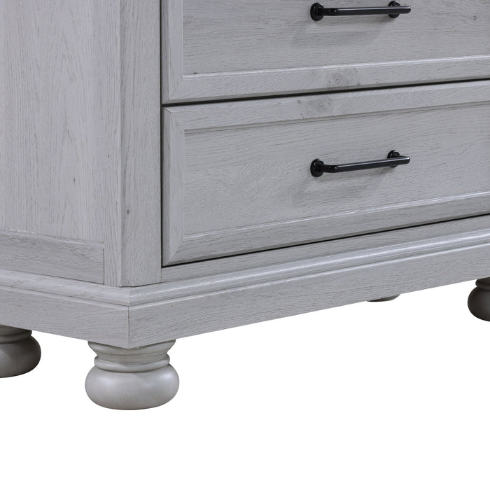 Larksmont - 5-Drawer Chest With Black Metal Pulls - Oyster Shell Gray