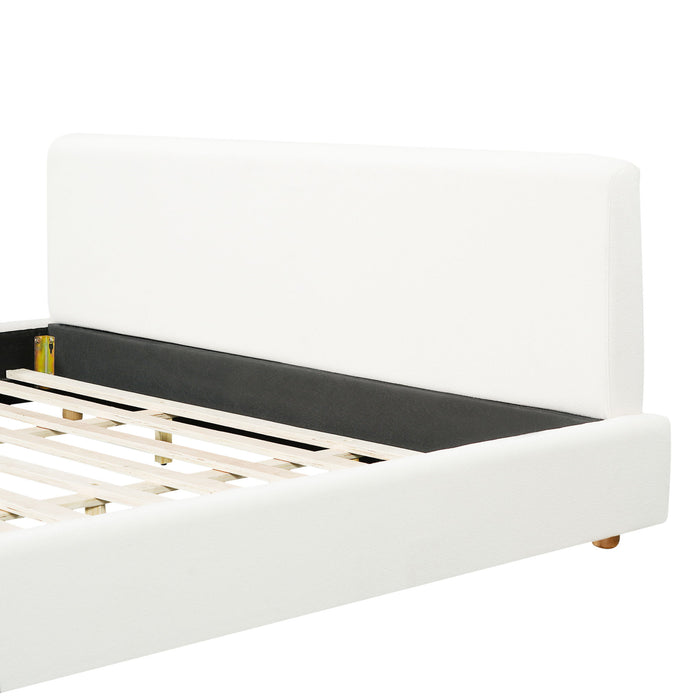 Upholstered Platform Bed Frame With Thick Headboard