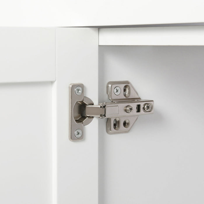 Bathroom Vanity With Dual Sinks, 4 Cabinet Doors, 4 Drawers, Adjustable Shelves - White