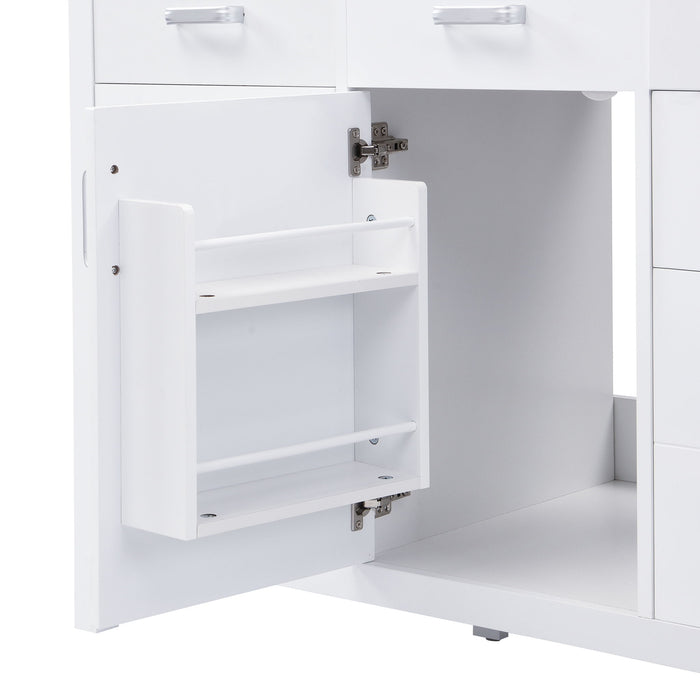 47.25" Modern Bathroom Vanity With Sink, Soft Close Single Door & 6 Drawers - White