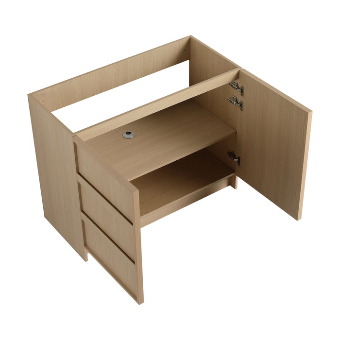 42" Freestanding Bathroom Vanity & Sink & 2 Soft Close Cabinet Doors - Oak / White