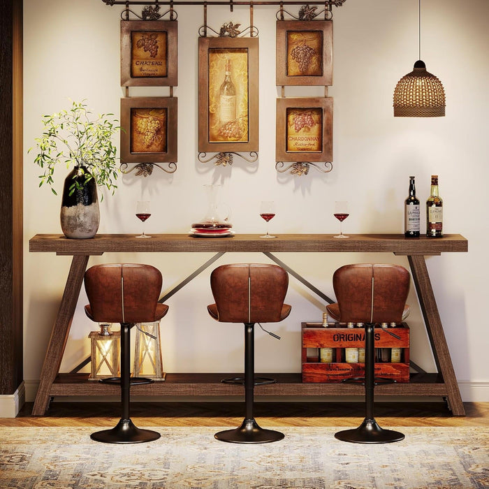 Console Table Extra Long Sofa Table With 2 Tier Shelves For Living Room