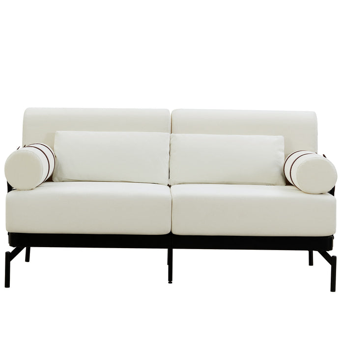 Modern Loveseat Sofa 2 Seater With USB Ports, Cylindrical Armrests