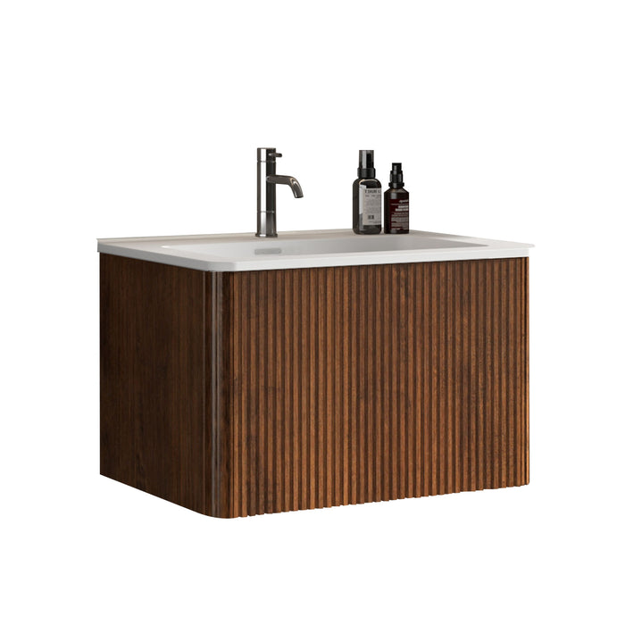 Etna - Striped Bathroom Vanity With Ceramic Sink, Wall Mounted Floating Bathroom Vanity For Modern Bathroom