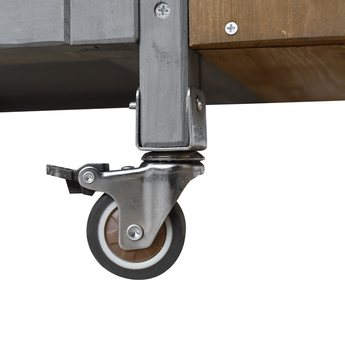 Foldable Outdoor Kitchen Island With Lockable Wheels, Storage Cabinet And Towel Rack For Patio