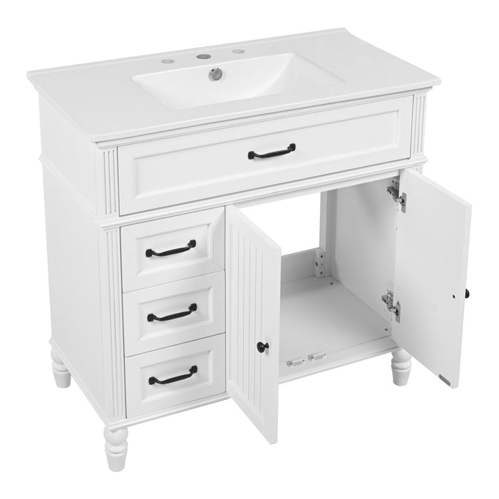 Bathroom Vanity With Sink, 2 Doors 2 Drawers, Freestanding Design