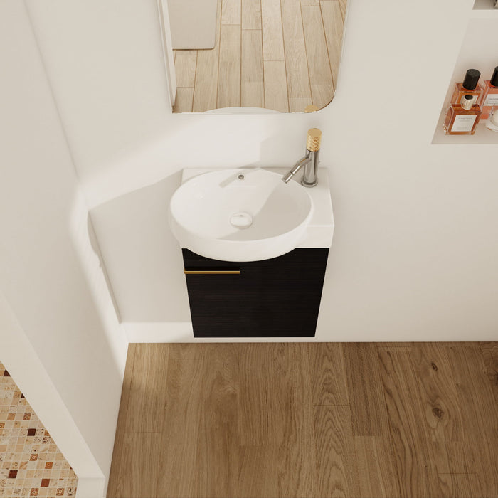 Soft Close Doors Bathroom Vanity With Sink, Compact Wall Mounted Design Basin