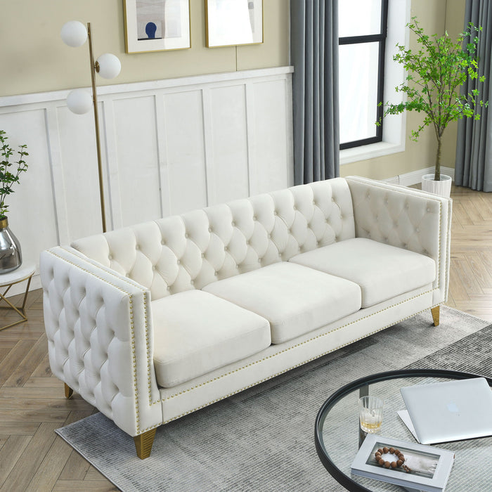 Modern Sofa With Button Tufting, Upholstered Couch For Living Room