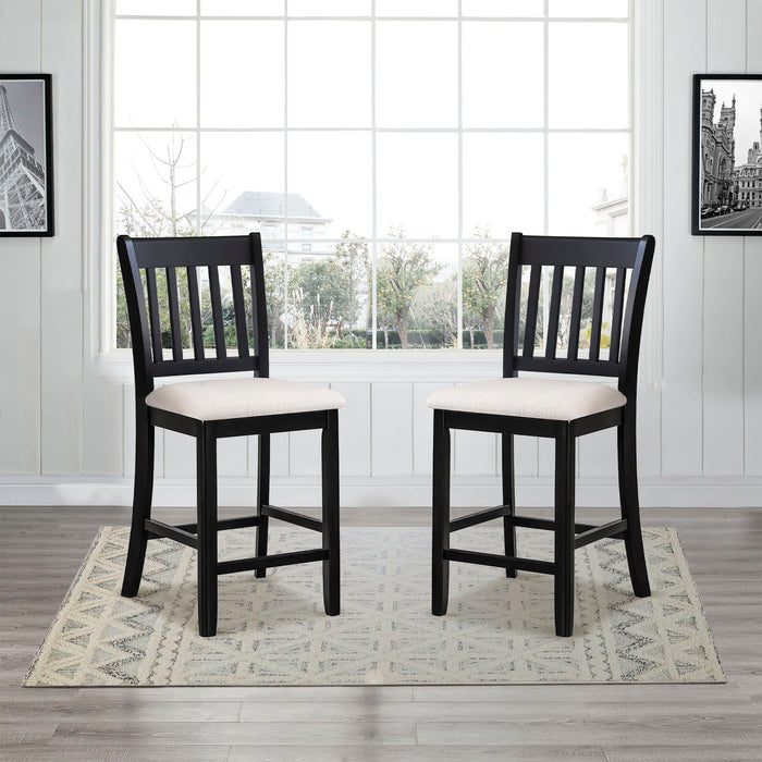 Transitional Rubberwood Dining Room Chairs (Set of 2) With Slatted Back - Black