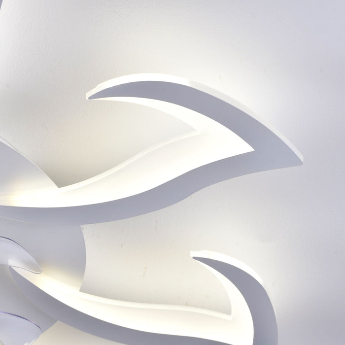 Flower Ceiling Fan With Remote Controlled LED Light, Flush Mount DC Motor Fan